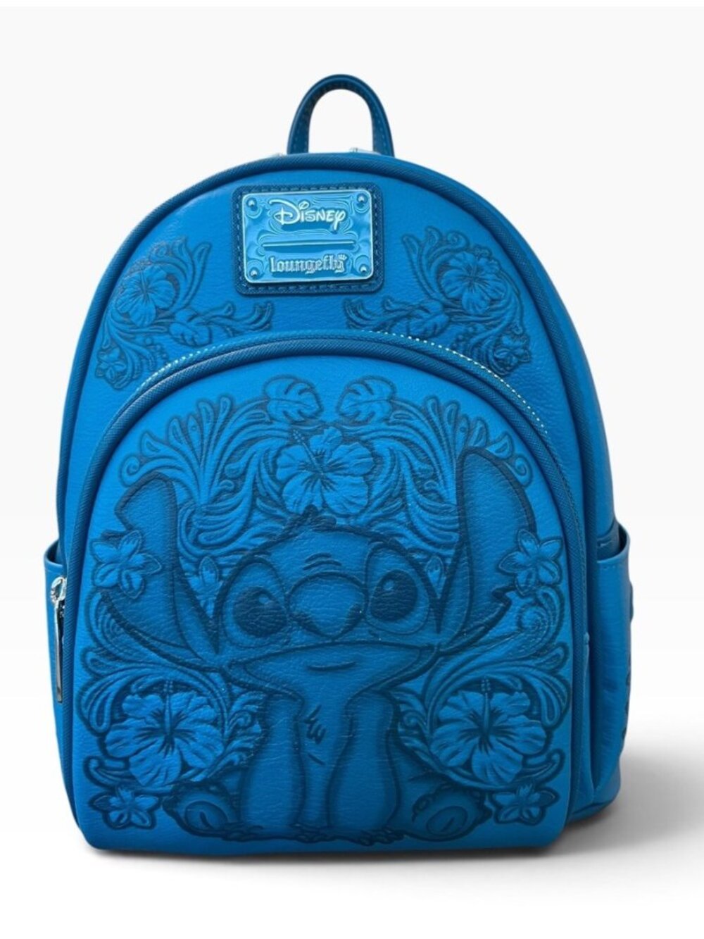 Loungefly Disney Lilo & Stitch Hibiscus Blue Embossed Backpack NWT